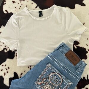 SHEIN Ribbed White Top